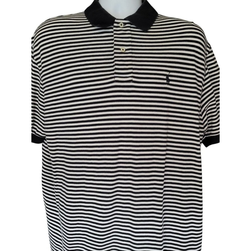 VTG Polo Ralph Lauren Shirt Men's Size XL Black Stripe S/S 90s Y2K Preppy - Picture 2 of 11